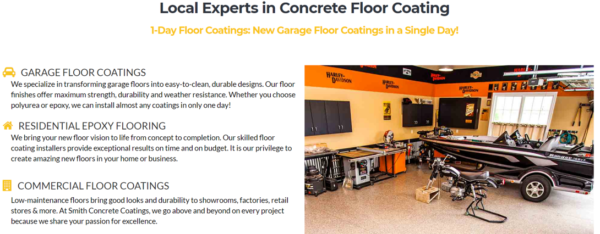 Sample website for epoxy contractors