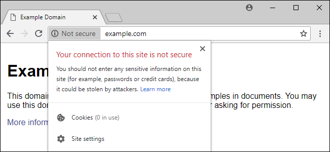 non secure website alert on Google Chrome